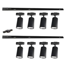 Lampara 8 Focos Cilindros Luz Fria con 2 Riel de 1mt Negro