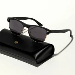 Lentes Gafas de sol clasicas elegantes media montura de metal UV400 retro moda mujer hombre Negro 14