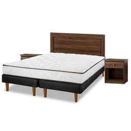 Cama Europea New Simple 2 Plazas Base Dividida + Set Asturias