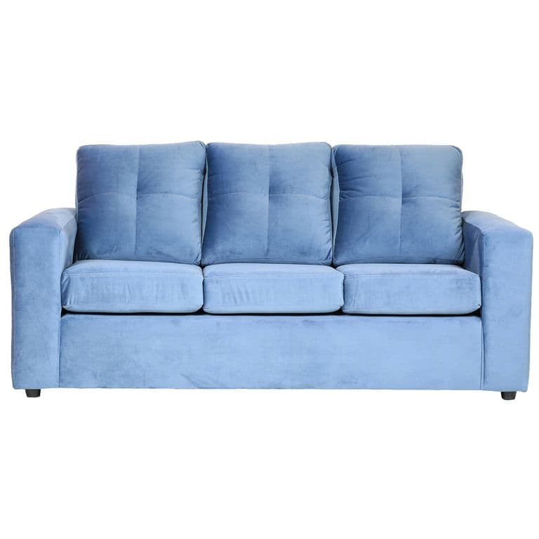 Sofa Emanuel 3 Cuerpos - Tela Felpa / Azul petroleo