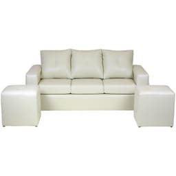 Living Emanuel 3 Cuerpos Y 2 Poufs - Cuero Sintetico Pu Beige