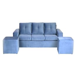 Living Emanuel 3 Cuerpos Y 2 Poufs - Tela Felpa / Azul petroleo