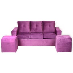 Living Emanuel 3 Cuerpos Y 2 Poufs - Tela Felpa / Lila