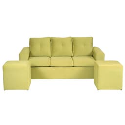 Living Emanuel 3 Cuerpos Y 2 Poufs - Tela Felpa / Verde oliva