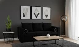 Sofa prince 3 cuerpos felpa Negro