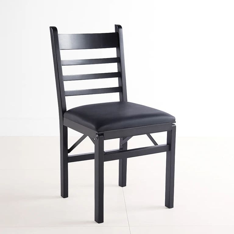 Silla Industrial Plegable con Marco Negro y Tapizado Sintetico Negro