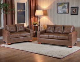 Sofa Israel 32  - Cuero Sintetico Pu / Caramelo