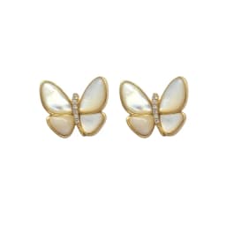Aros Mariposa Nacar Enchapado en Oro de 18k Dorado ...