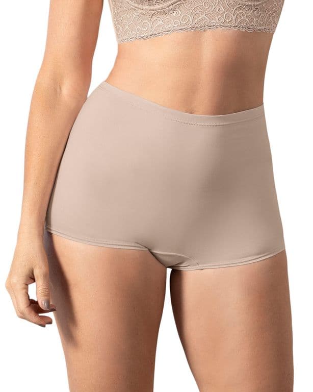Calzon tipo Boxer Tiro Alto en Tela Lisa 72321 Cafe Claro S