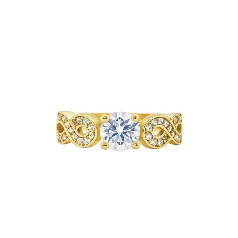 Anillo Solitario con Infinito enchapado en oro de 18k Dorado 16