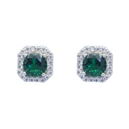 Aros Esmeralda Halo Plata 925 Verde 8