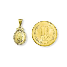 Colgante Medalla Virgen Santa Rita 12mm Ovalado Borde Enchapado Oro 18K Dorado TALLA UNICA