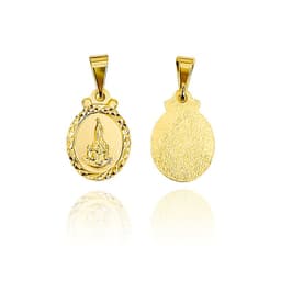 Colgante Medalla Virgen Fatima 12mm Ovalado Borde Enchapado Oro 18K Dorado TALLA UNICA