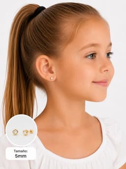 Aros Abridores Corazon 5 mm Oro 18K con Circon Blanco y Tope a Presion No1