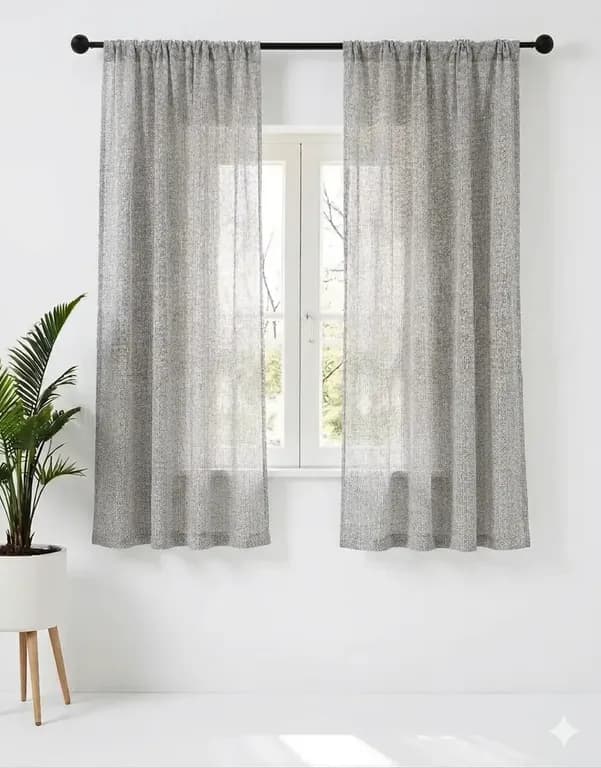 Cortina Lino 2 Panos Cortina 8 Anillos Deco 70x150cm - Gris
