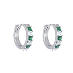 Aros Argollas Esmeralda/Zafiro con Circones 15mm Plata 925 Verde 15