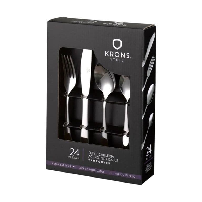 SET CUBIERTOS ACERO INOXIDABLE CARNES 24PZS VANCOUVER ...