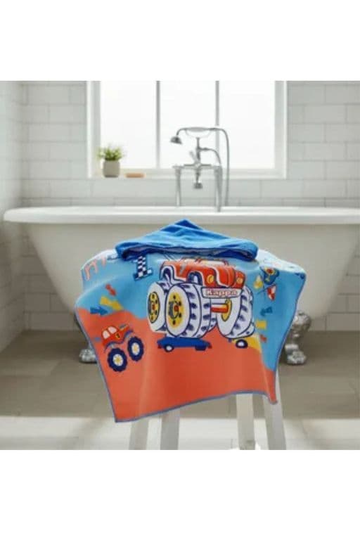 Toalla Playa Piscina Nino Capucha Diseno Tractor Azul Azul TALLA UNICA