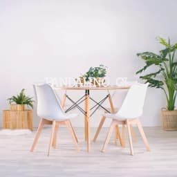 Comedor Mesa Redonda Shanna 100cm + 4 Sillas Tulip Blanco Blanco
