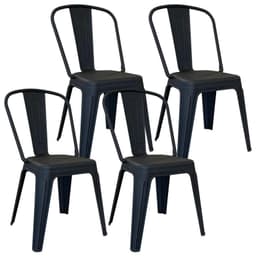 Pack 4 Silla Tolix Negro - Plastico Reforzado para Exterior e Interior Negro