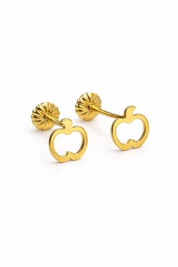 Aros Manzana Calada 5mm Oro 18K Atornillados 0.75gr Mujer Nina Hipoalergenicos