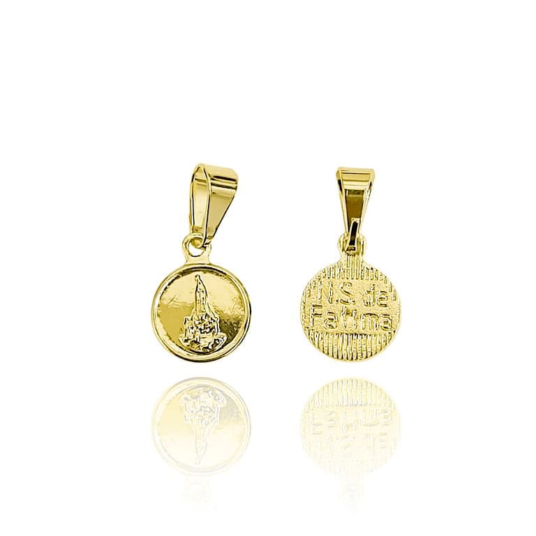 Colgante Medalla Virgen De Fatima 9mm Enchapado Oro 18K Dorado TALLA UNICA