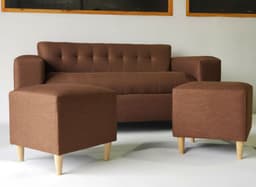 SOFA DOS CUERPOS MAS DOS PUFF CHOCOLATE LINO