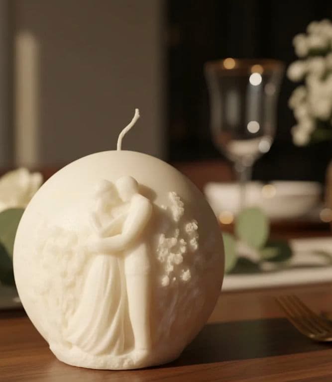 Vela Enamorados para matrimonio. Souvenir pareja decoracion 7 cm en cera de soja