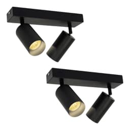 2 Aplique Altair II Con 2 Focos Cilindro Negro Luz Calida