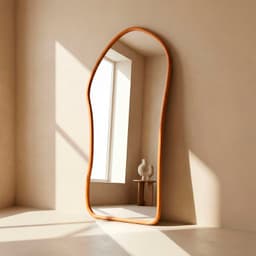Espejo decorativo irregular de cuerpo entero de madera color roble 180x80 cm