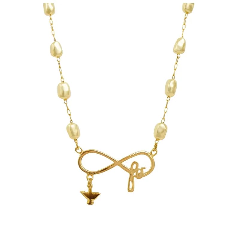 Collar Infinito Perlas Fe enchapado en oro de 18k Dorado 50
