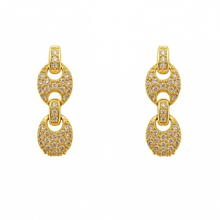 Aros Eslabones con Circones Enchapado en oro de 18k de 23mm Dorado ...