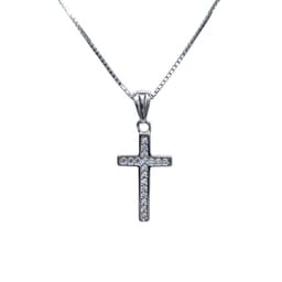 Collar Cruz Circones 45cm Rodinado Plata 925 Plateado 45