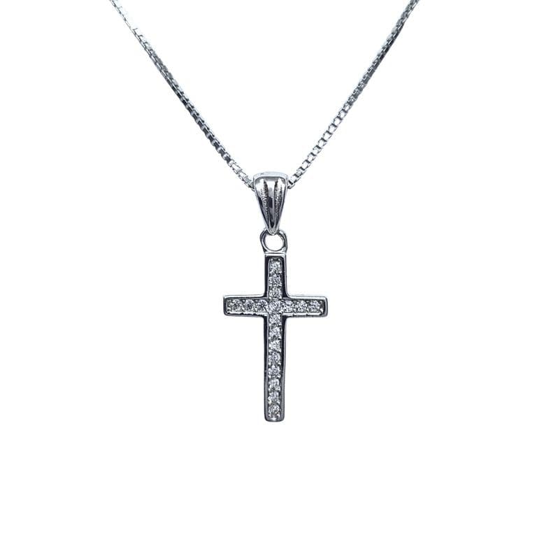 Collar Cruz Circones 45cm Rodinado Plata 925 Plateado 45