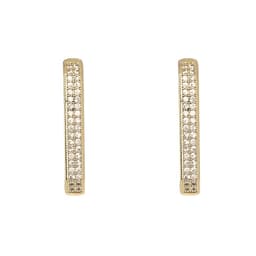 Aros Argollas Rectangular Doble Riel Enchapado en oro de 18k Dorado ...