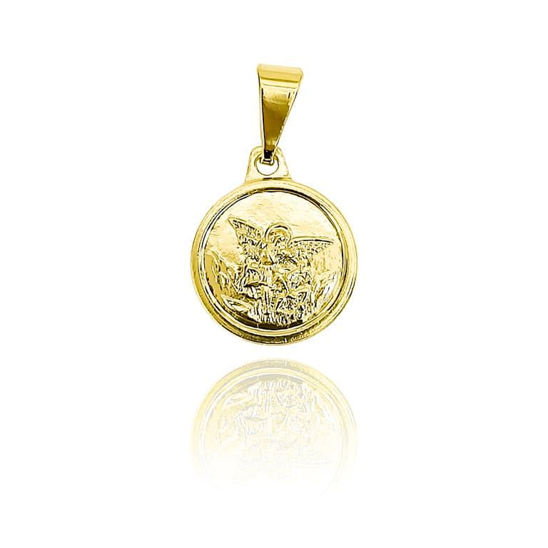 Colgante Medalla San Miguel Arcangel 12mm Enchapado Oro 18K Dorado TALLA UNICA