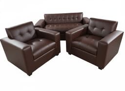 JUEGO DE LIVING 3 CUERPOS ECOCUERO CHOCOLATE