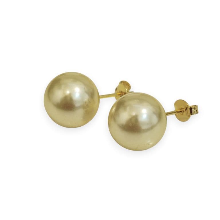 Aros Perla Sintetica 12 mm Enchapado Oro 18K Dorado TALLA UNICA