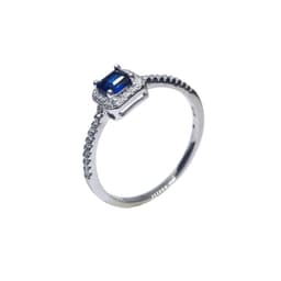 Anillo Cuadrado Cintillo Plata 925 Azul 15