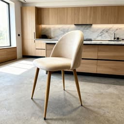 Silla Comedor Moderna Acolchada Metal Sora Velvet Beige Beige
