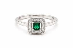 Anillo Halo Esmeralda Plata 925 Verde 10