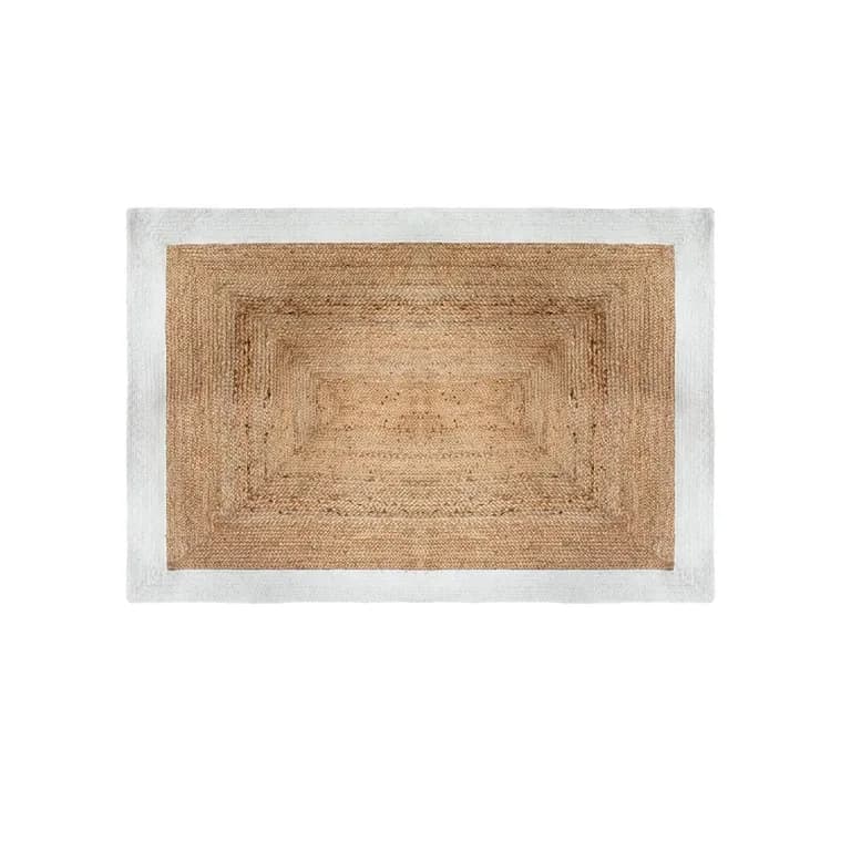 Alfombra de Yute Rectangular Borde Blanco 170x120 cm