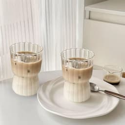 Set de 2 Vasos Altos de Vidrio con Relieve 250 ml