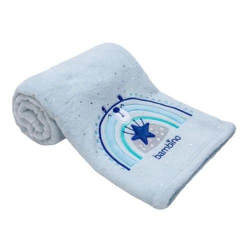 Frazada Plush Blanca Celeste Osito