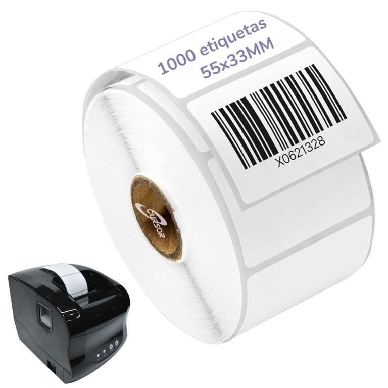 Rollo Etiqueta Termicas Adhesivas 55x33mm 1000 Pzs Blanco