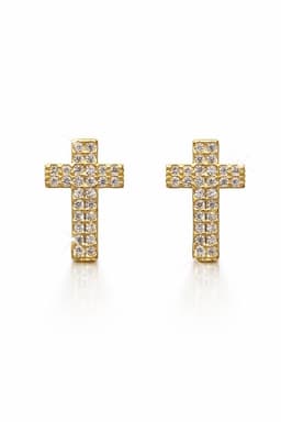 Aros Cruz Enchapado en oro de 18k Dorado ...