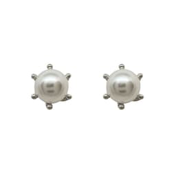 Aros Perla 8mm Pistilo Enchapado en Rodio Plateado ...