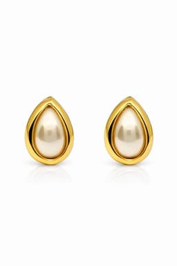 Aros Perla Gota Clip Enchapado en oro de 18k Dorado ...