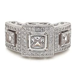 Anillo Art-Deco Vintage 3 Circones Plata 925 Plateado 10