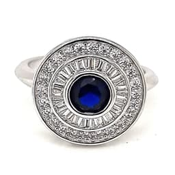 Anillo Redondo Zafiro Plata 925 Azul 10